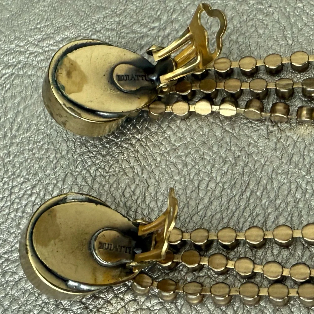 Vintage Ermani Bulatti Clip-On Earring; Art Deco Inspired, 1980 Statement